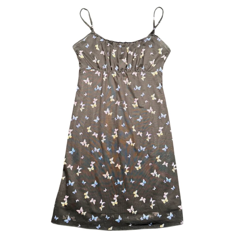 Aéropostale Butterfly Mesh Mini Slip Dress Black XS Fairycore Y2K Boho